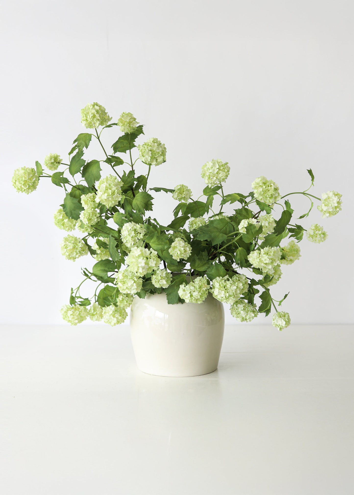 Green Cream Artificial Snowball Flowers - 24"
