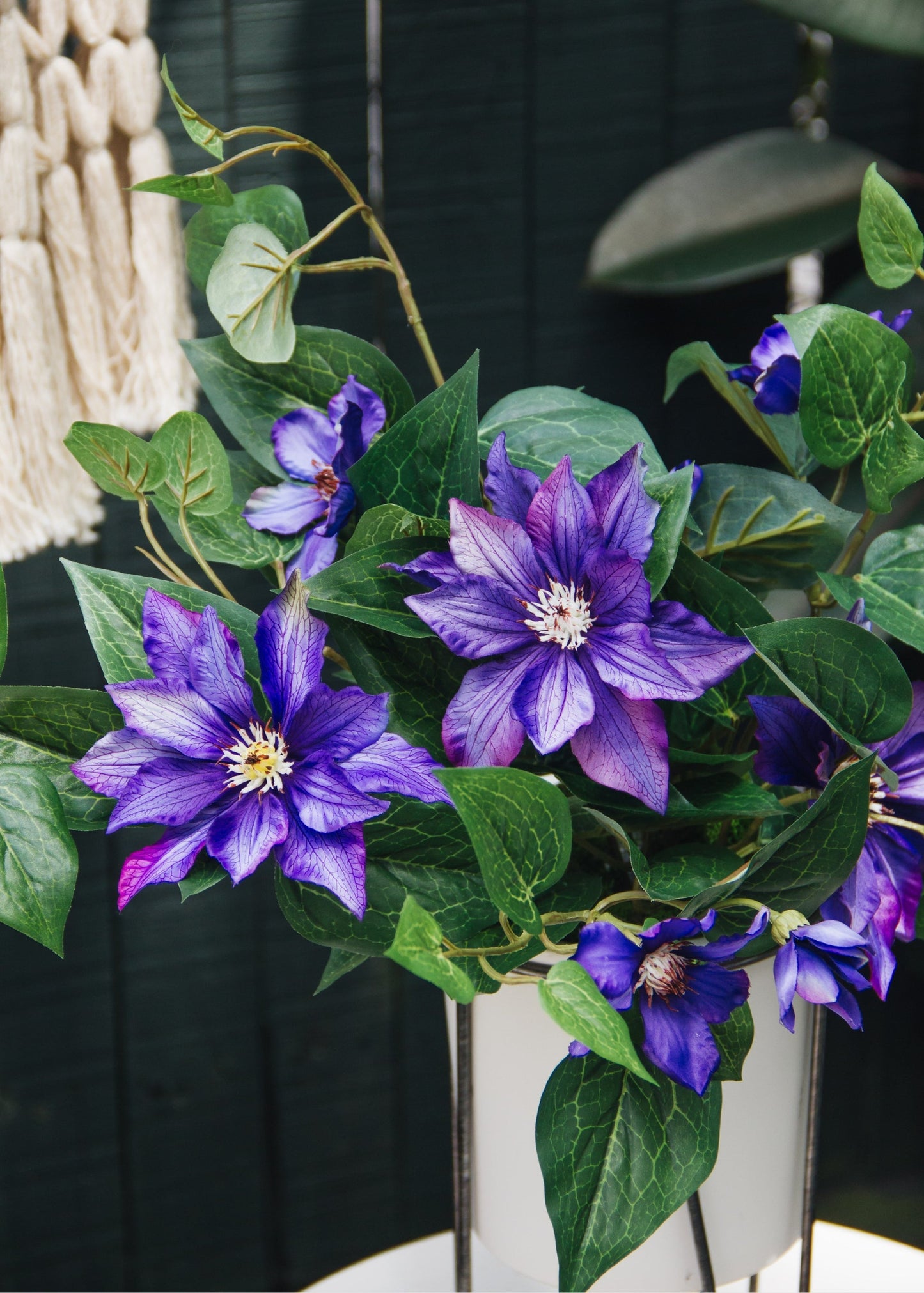 UV Treated Indoor/Outdoor Faux Clematis Bush - 20.5"