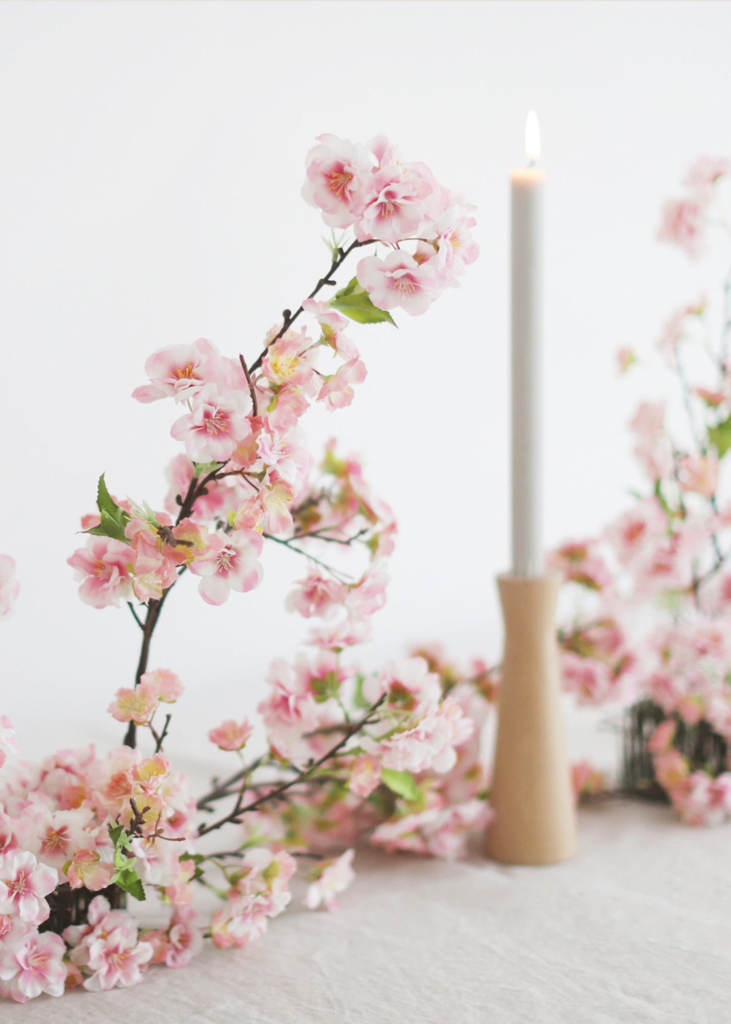 Pink Fake Cherry Blossom Branch Pick - 18"