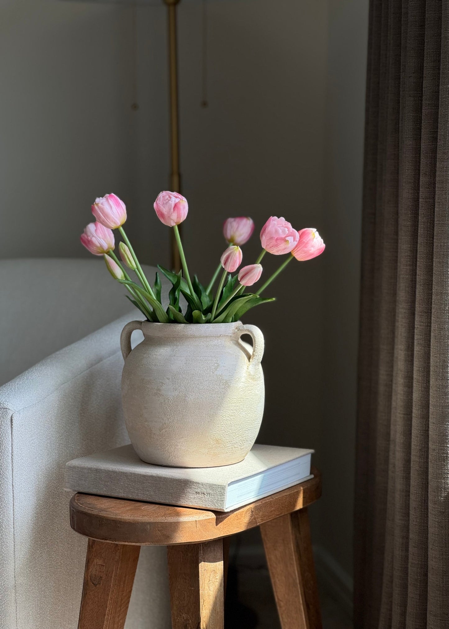 Outdoor UV Treated Small Pink Real Touch Tulip Bundle of 5 - 15"