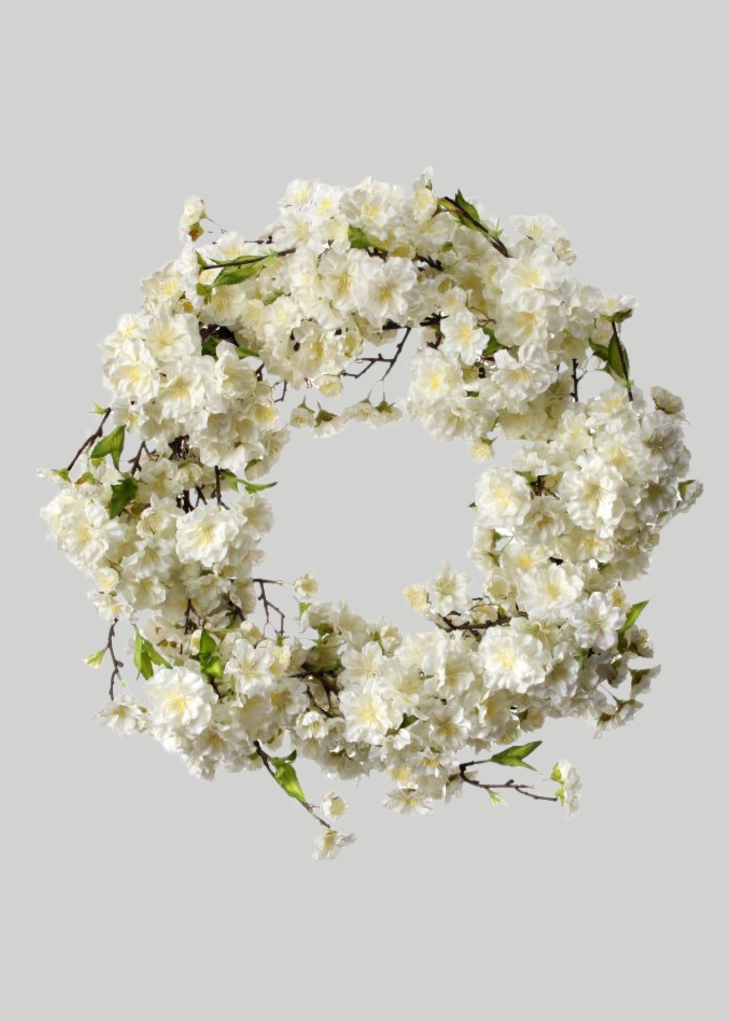 Deluxe Cream Artificial Cherry Blossom Flower Wreath - 20"