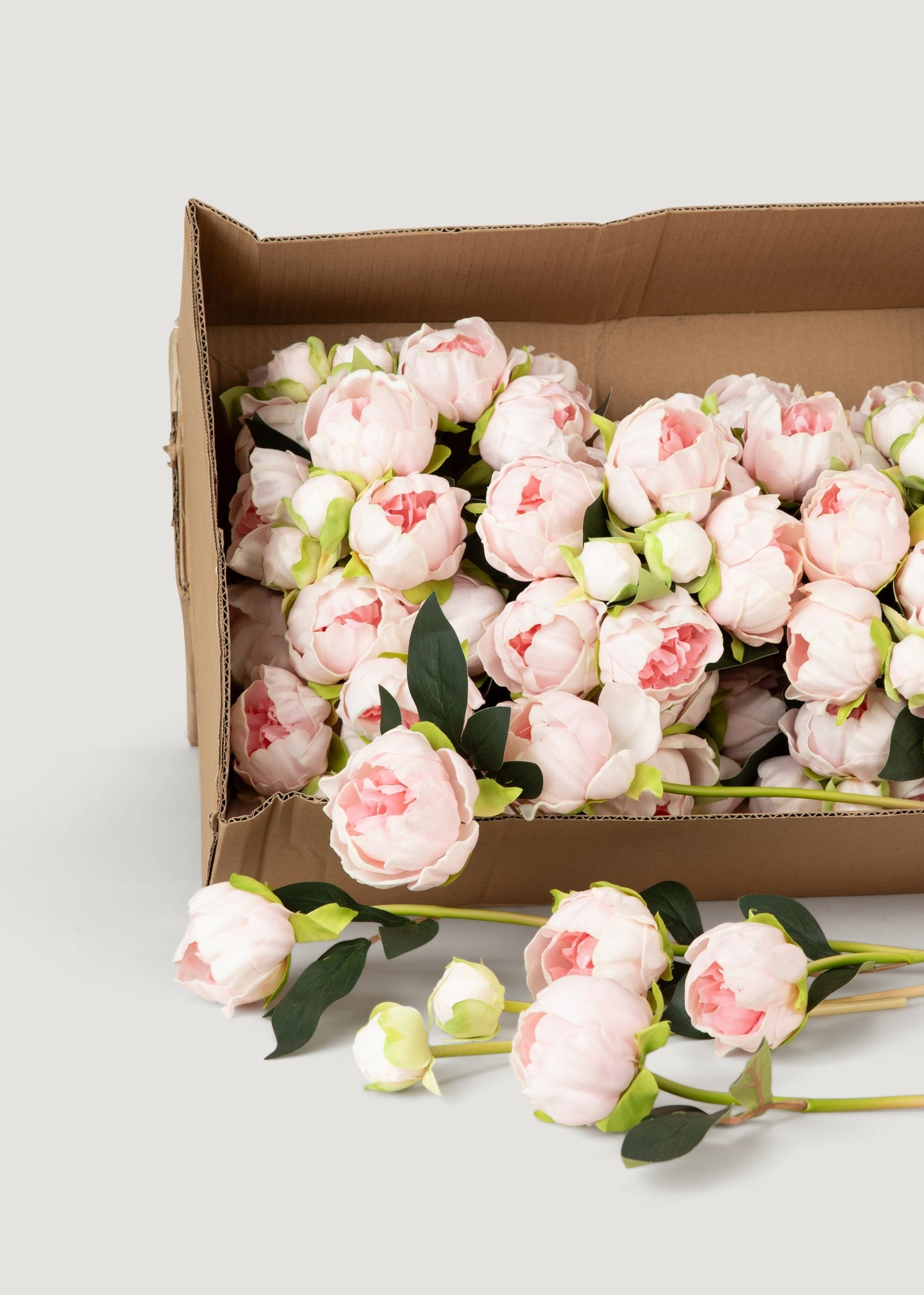 Case of 10 Pink Real Touch Peony Flower Bundles - 10.5"