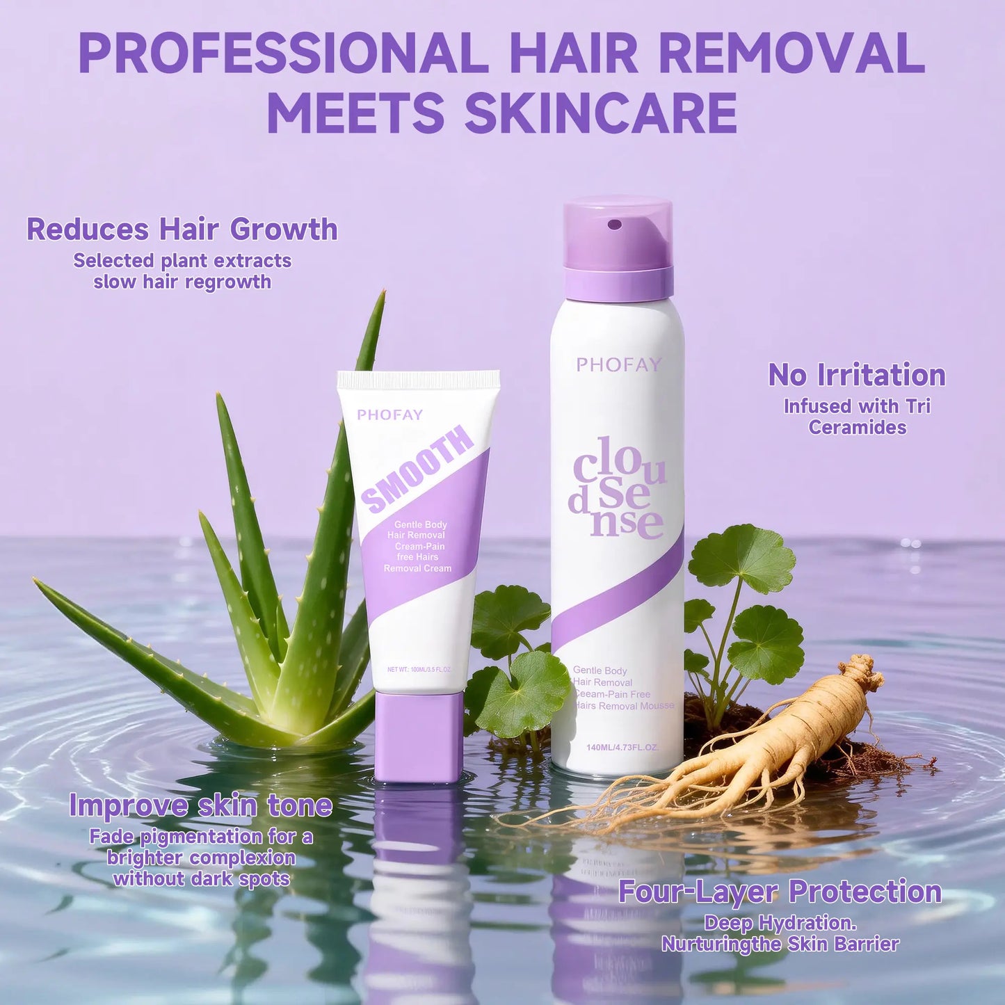 Bikini Pain-Free Hair Removal Cream for Sensitive Skin,Gentle Citrus Sensitive Skin Hair Removal Cream&Spray