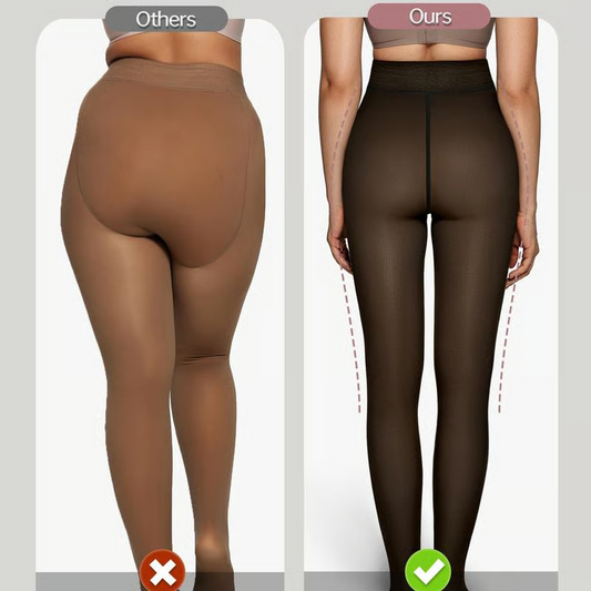 🌞Women's Fleece Lined Leggings Transparent Imitation Semi-Sheer Tights Warm High Waisted Opaque Leggings with Foot🌞