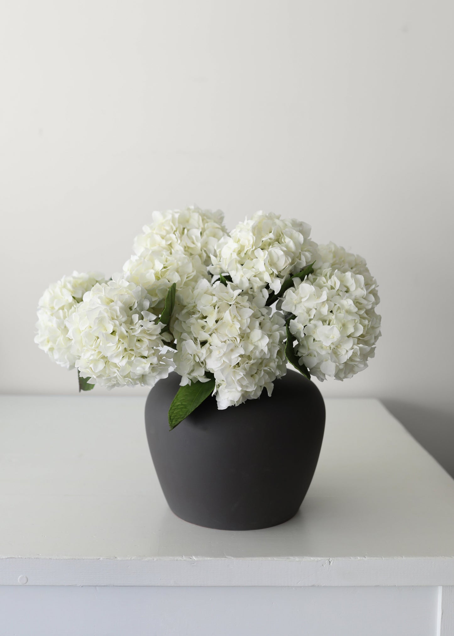Fake Flowers Real Touch Hydrangea Stem in Talc White - 18"