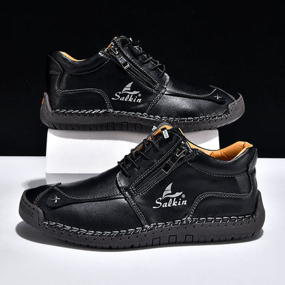 Women's Orthopedic Casual Leather Boots - Wide Toe, Arch Support, Waterproof, Pressure Relief for Everyday & Travel