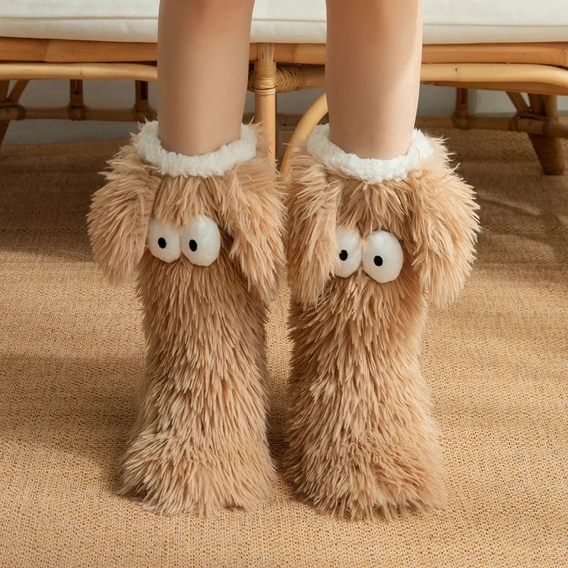 OFF⚡50K+ SOLD💕Women's Plush Slippers Socks Floor Socks Winter Home Indoor Thickened Fleece-Lined Anti-Slip Adult Women's Plush Snow Socks Shoe Covers