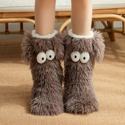 OFF⚡50K+ SOLD💕Women's Plush Slippers Socks Floor Socks Winter Home Indoor Thickened Fleece-Lined Anti-Slip Adult Women's Plush Snow Socks Shoe Covers