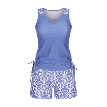 ⏰LAST DAY 60% OFF - Miraclesuit Women's 2-Piece Tummy Control Tankini Set with Built-In Bra – Flattering Boho Swimwear with Shorts🔥 Buy 2 Free Shipping
