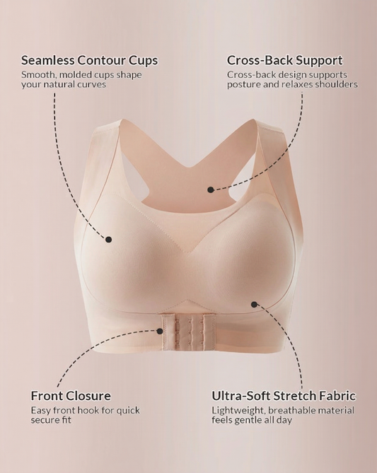 LAST DAY PROMOTION - 50% OFF Front Closure Cross-Back Wireless Posture Bra