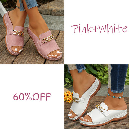 🎁 Last Day Special: 70% OFF 🎁Newly upgraded women's wedge-heeled platform orthotic slippers
