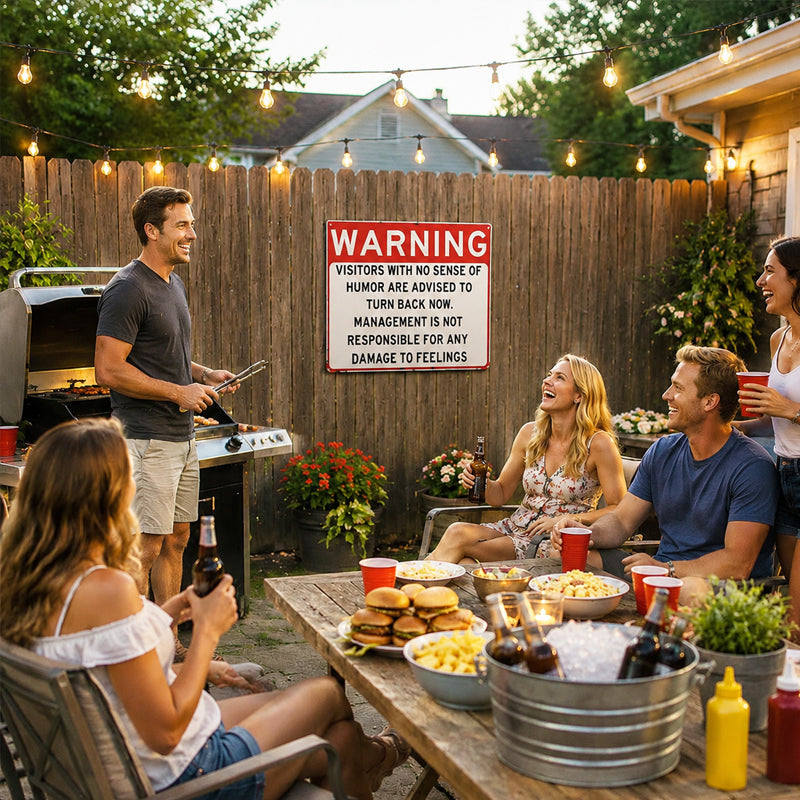 Funny Warning Sign – No Sense of Humor? Turn Back Now!