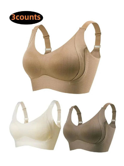 Women's Ribbed Push Up Adjustable Wireless Bra