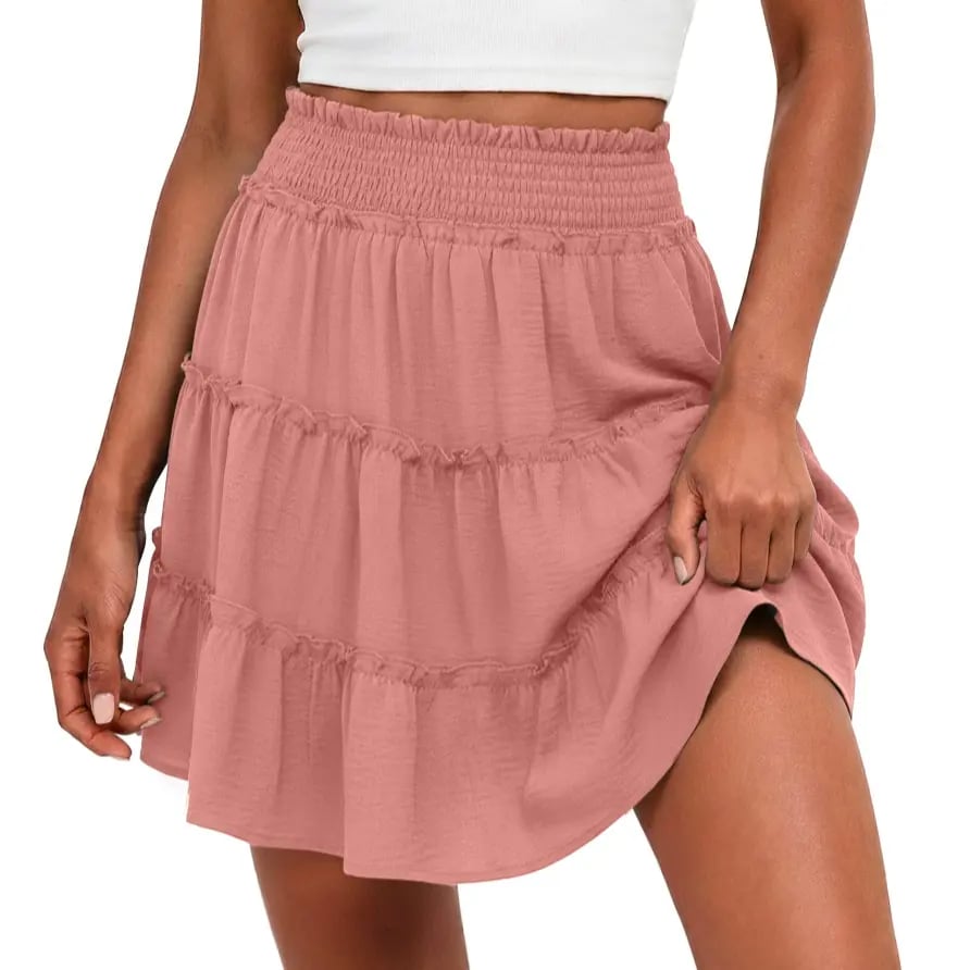 🌓Last Day 49% OFF -Women's Boho Floral Skorts, Flowy Tiered Ruffle Elastic-Waist Bottoms with Built-in Shorts and Pockets, Casual Style