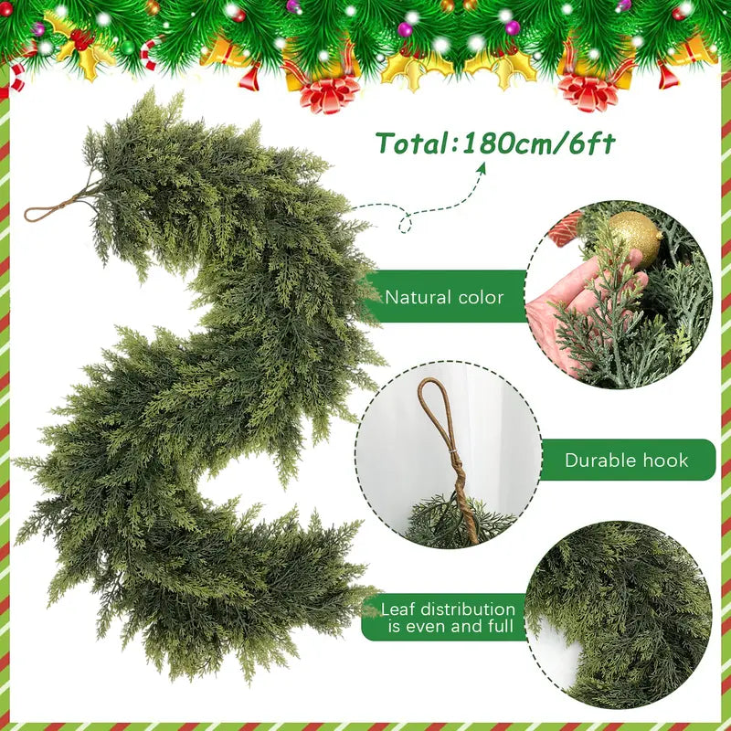 Christmas Decorations🎄Artificial Cedar Garlands for Table, Mantle, Wall, Indoor, Outdoor