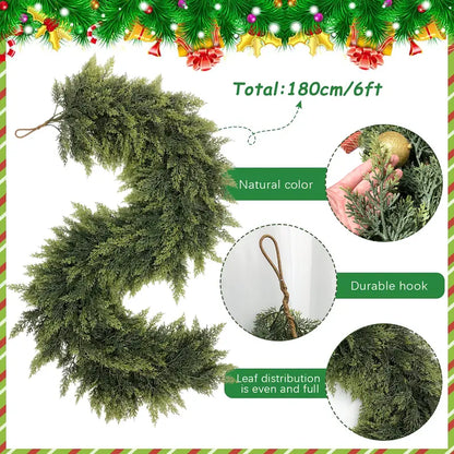 Christmas Decorations🎄Artificial Cedar Garlands for Table, Mantle, Wall, Indoor, Outdoor