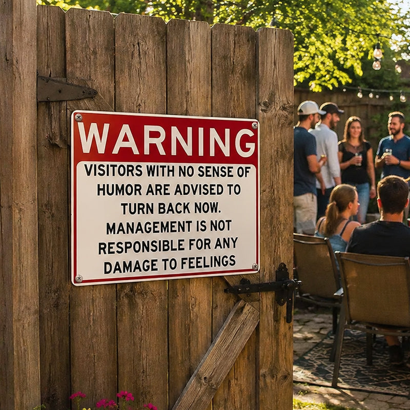 Funny Warning Sign – No Sense of Humor? Turn Back Now!