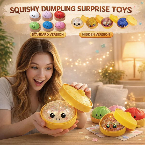 Last Day 50% OFF🔥Glitter Dumpling Squishy Steamer Blind Box Surprise Squeeze Fun