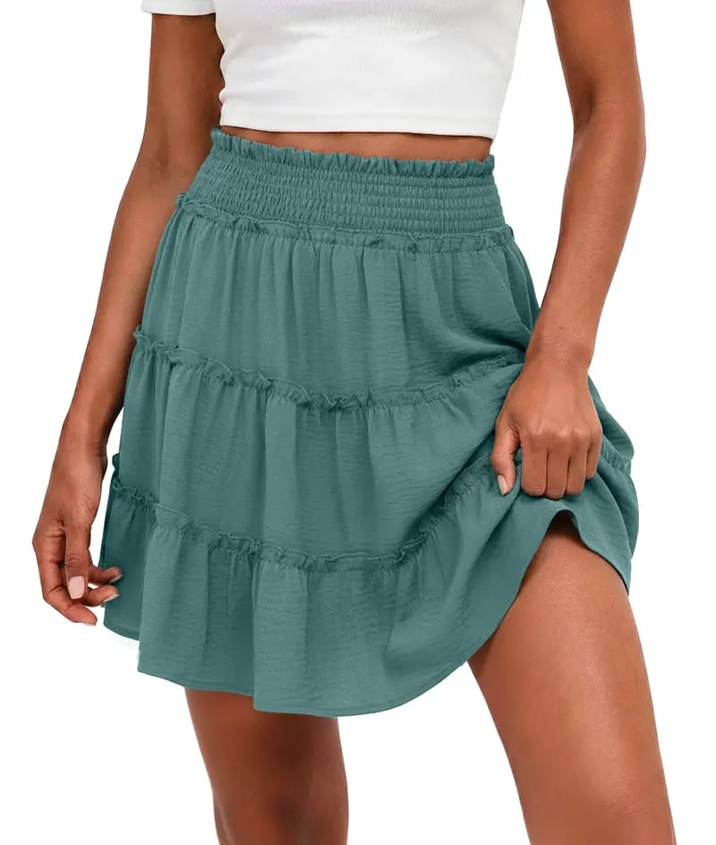 🌓Last Day 49% OFF -Women's Boho Floral Skorts, Flowy Tiered Ruffle Elastic-Waist Bottoms with Built-in Shorts and Pockets, Casual Style