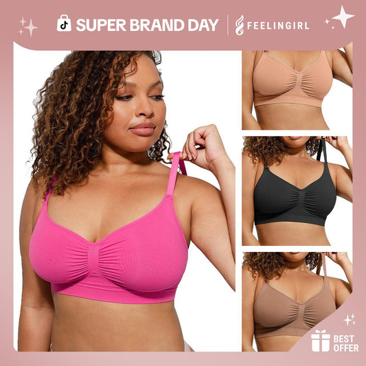 Feelingirl Everyday Wireless Bra Unlined Soft Bra