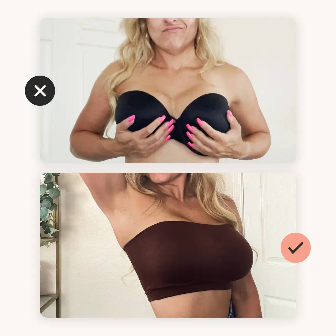 Anti-Slip Grip & Removable Straps✨Convertible Strapless Bandeau Bra with Wireless Comfort👍Suitable for All Body Types
