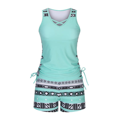 ⏰LAST DAY 60% OFF - Miraclesuit Women's 2-Piece Tummy Control Tankini Set with Built-In Bra – Flattering Boho Swimwear with Shorts🔥 Buy 2 Free Shipping