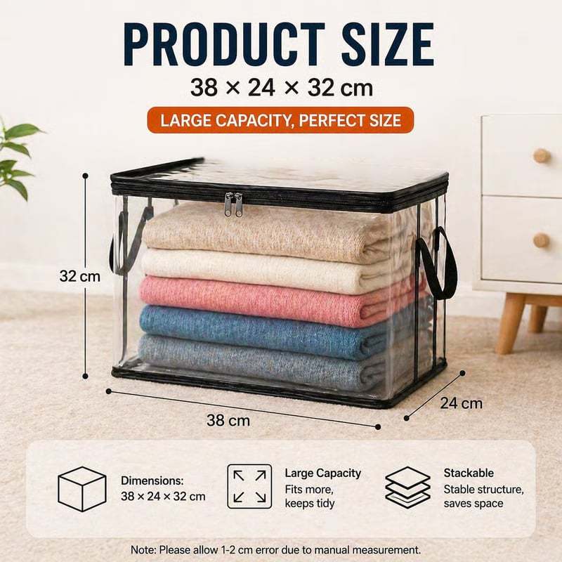 📦Large Heavy-Duty Thick Clear Storage Bag for Clothes, Moving & Storage