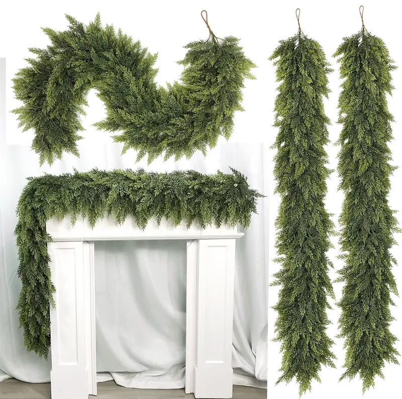 Christmas Decorations🎄Artificial Cedar Garlands for Table, Mantle, Wall, Indoor, Outdoor