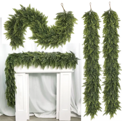 Christmas Decorations🎄Artificial Cedar Garlands for Table, Mantle, Wall, Indoor, Outdoor