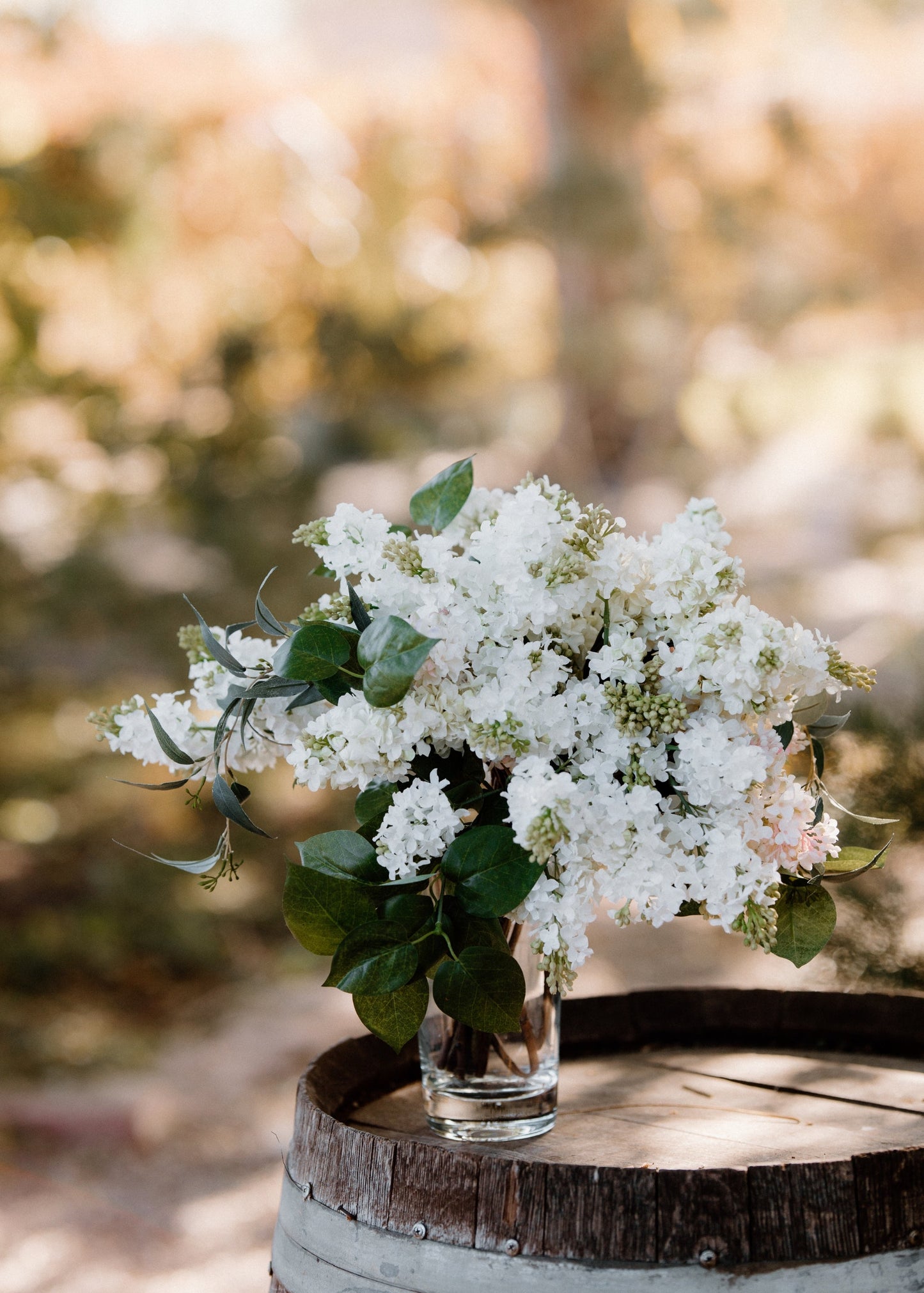 Artificial Blooming Lilac Branch in White - 26"