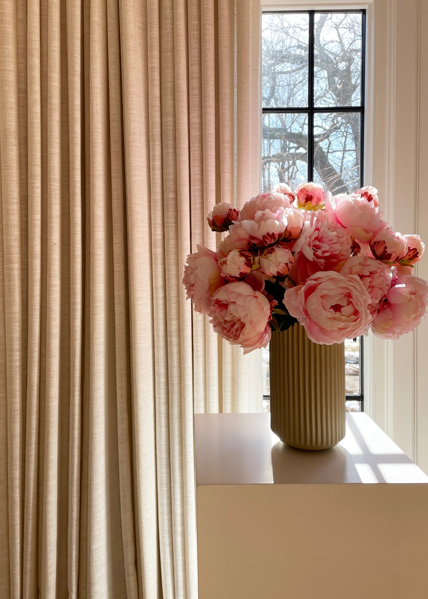 Pink Peony Faux Flower Bundle of Peonies - 21"