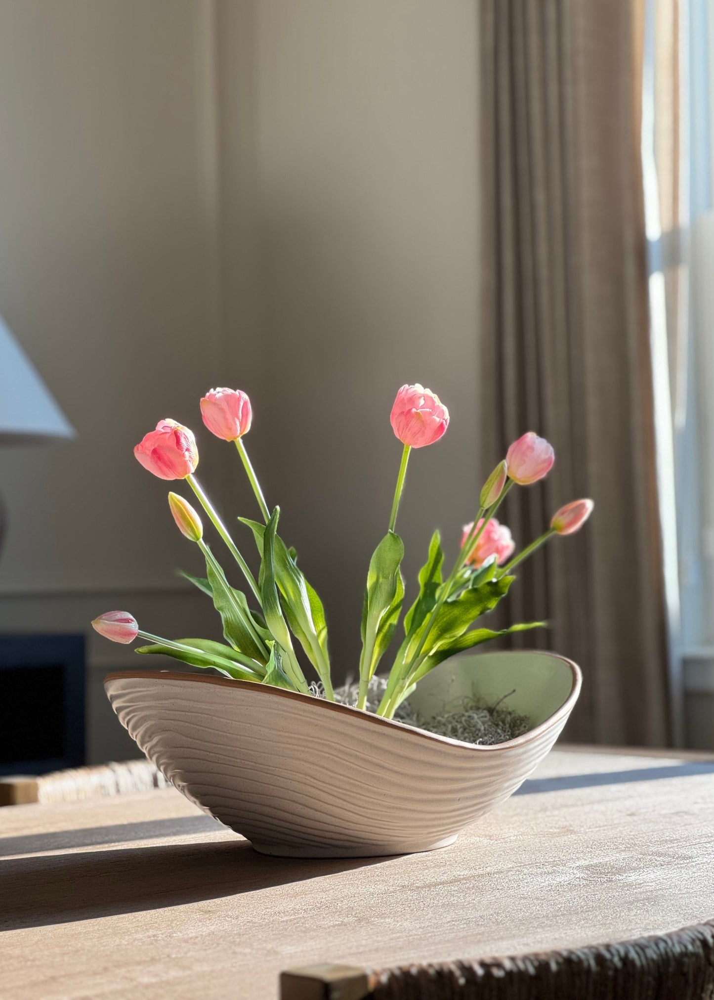 Outdoor UV Treated Small Pink Real Touch Tulip Bundle of 5 - 15"