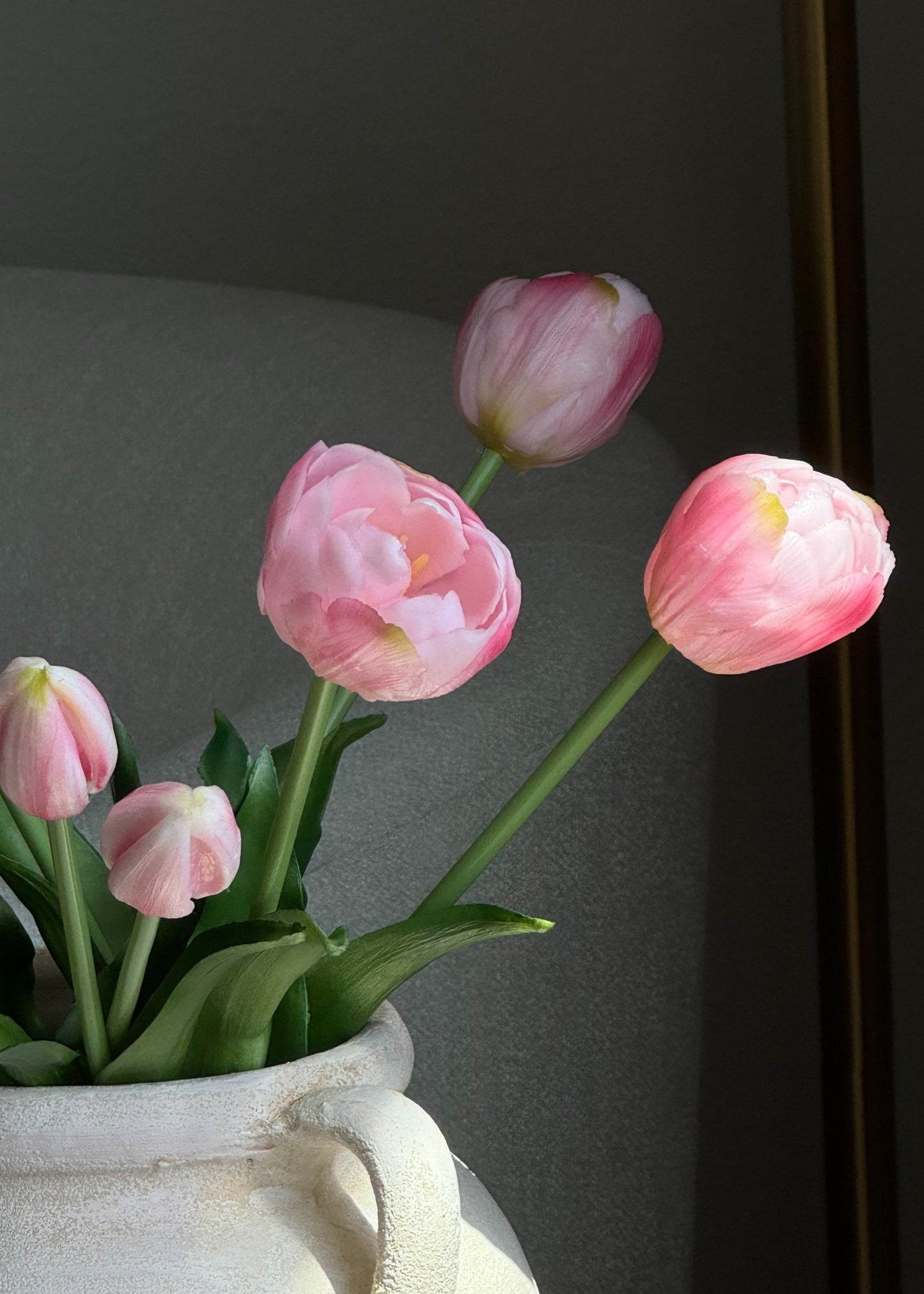 Outdoor UV Treated Small Pink Real Touch Tulip Bundle of 5 - 15"