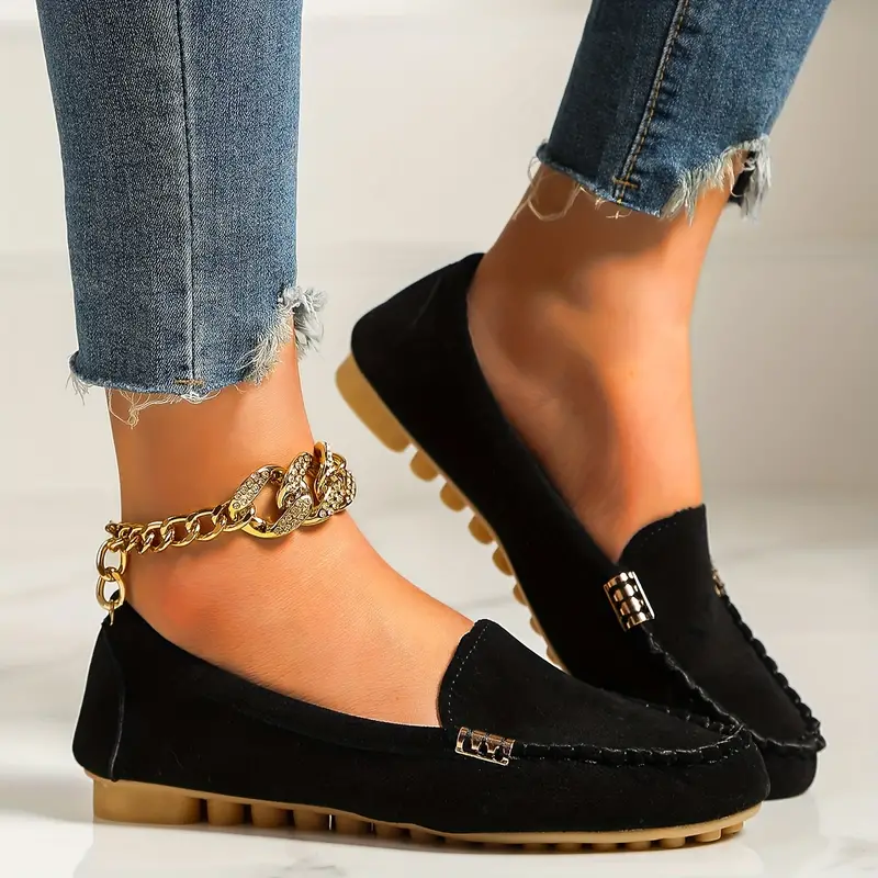 🔥 Best-Seller 🔥 Round-Toe Flats — Breathable, Orthopedic Slip-On Walking Shoes