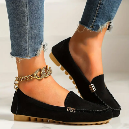 🔥 Best-Seller 🔥 Round-Toe Flats — Breathable, Orthopedic Slip-On Walking Shoes