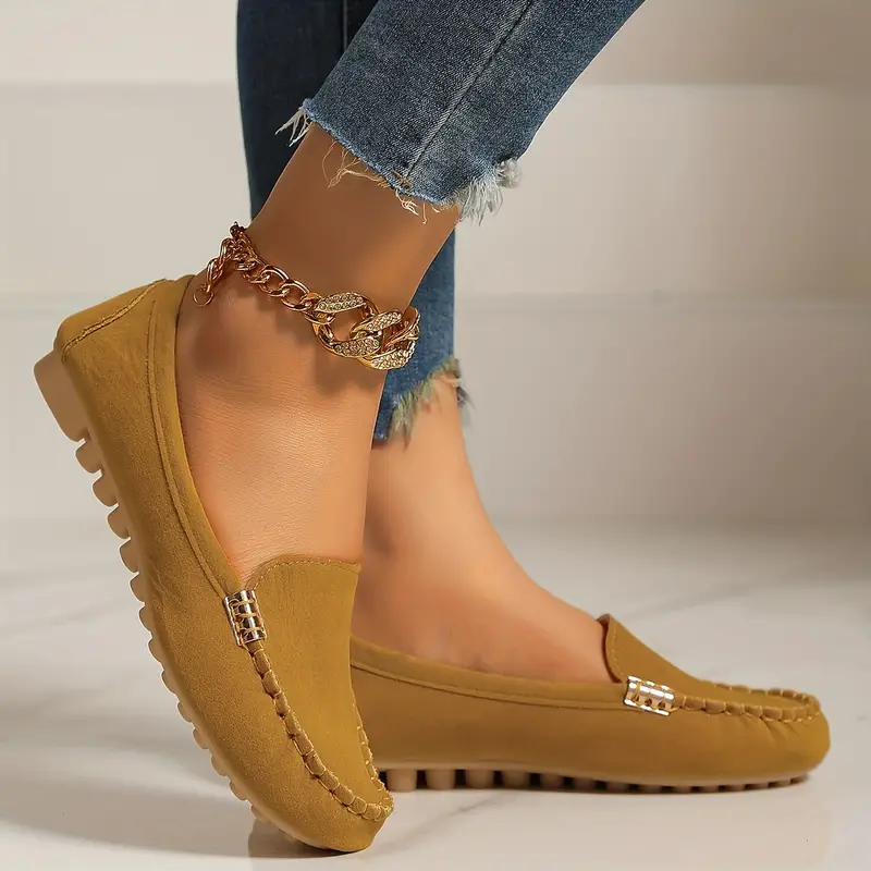🔥 Best-Seller 🔥 Round-Toe Flats — Breathable, Orthopedic Slip-On Walking Shoes