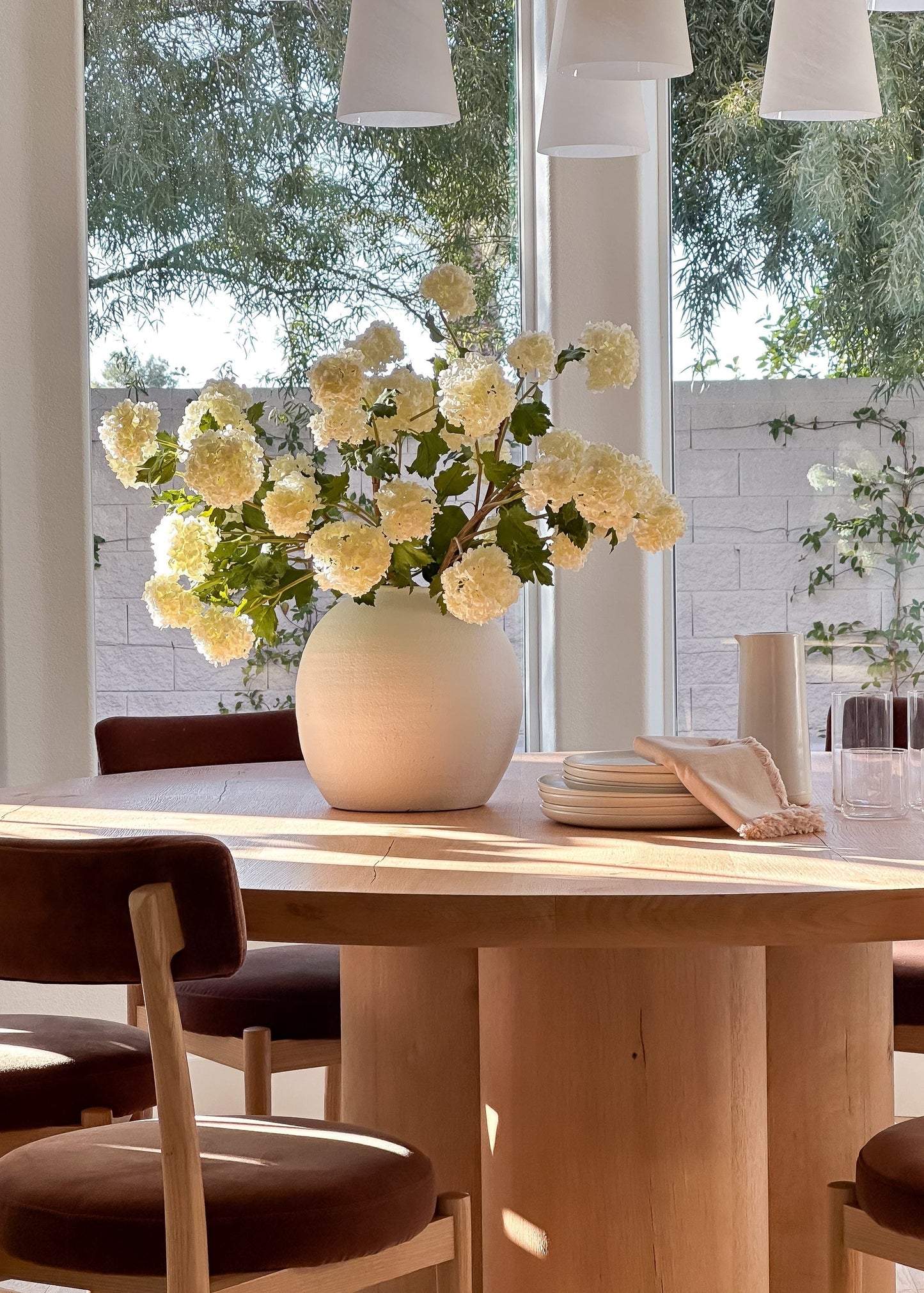 Hortensia boule de neige artificiel blanc éclatant - 43,5"