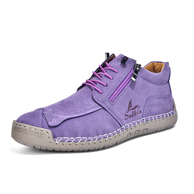 Women's Orthopedic Casual Leather Boots - Wide Toe, Arch Support, Waterproof, Pressure Relief for Everyday & Travel