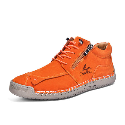 Women's Orthopedic Casual Leather Boots - Wide Toe, Arch Support, Waterproof, Pressure Relief for Everyday & Travel
