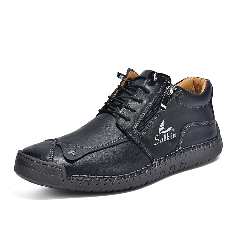 Women's Orthopedic Casual Leather Boots - Wide Toe, Arch Support, Waterproof, Pressure Relief for Everyday & Travel