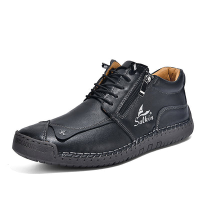 Women's Orthopedic Casual Leather Boots - Wide Toe, Arch Support, Waterproof, Pressure Relief for Everyday & Travel