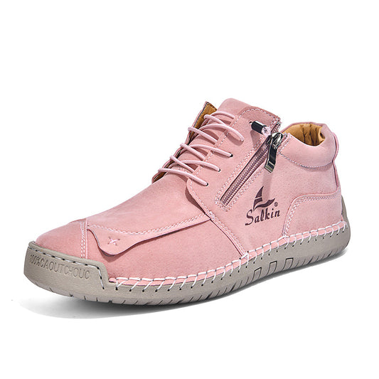 Women's Orthopedic Casual Leather Boots - Wide Toe, Arch Support, Waterproof, Pressure Relief for Everyday & Travel