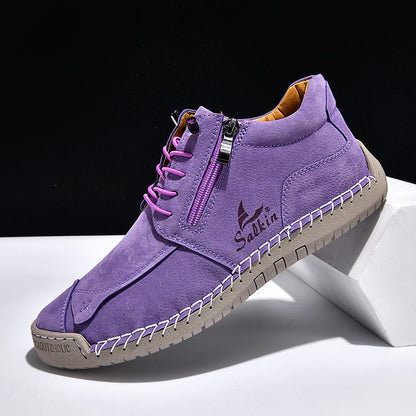 Women's Orthopedic Casual Leather Boots - Wide Toe, Arch Support, Waterproof, Pressure Relief for Everyday & Travel