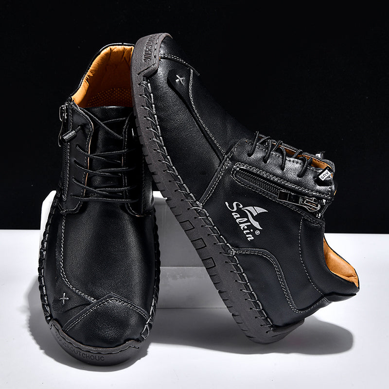 Women's Orthopedic Casual Leather Boots - Wide Toe, Arch Support, Waterproof, Pressure Relief for Everyday & Travel