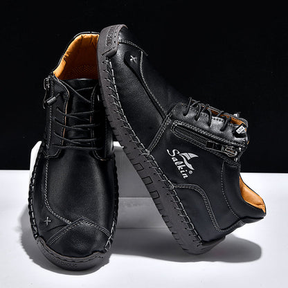 Women's Orthopedic Casual Leather Boots - Wide Toe, Arch Support, Waterproof, Pressure Relief for Everyday & Travel