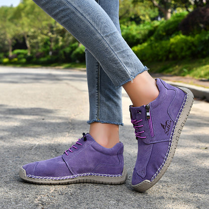 Women's Orthopedic Casual Leather Boots - Wide Toe, Arch Support, Waterproof, Pressure Relief for Everyday & Travel