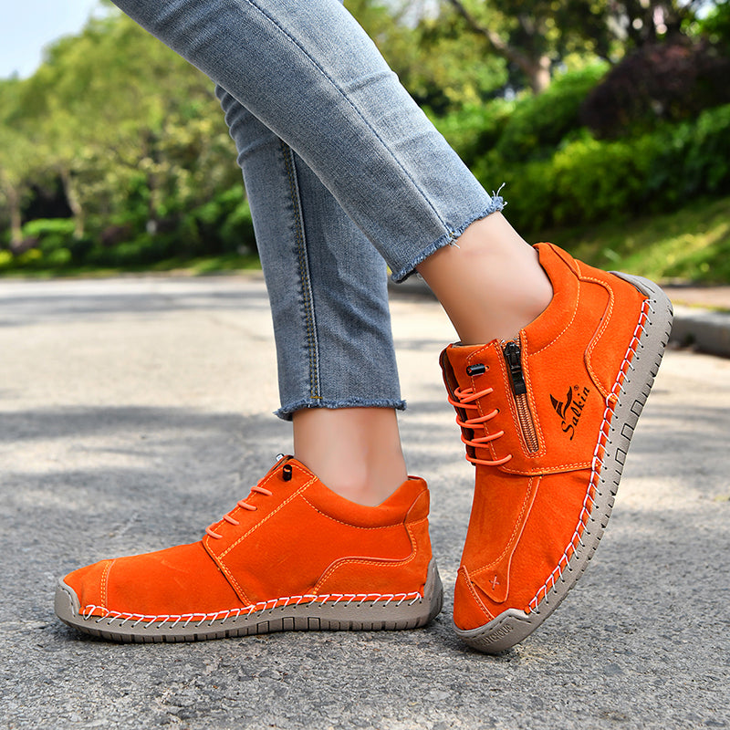 Women's Orthopedic Casual Leather Boots - Wide Toe, Arch Support, Waterproof, Pressure Relief for Everyday & Travel