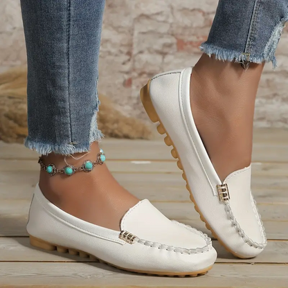 🔥 Best-Seller 🔥 Round-Toe Flats — Breathable, Orthopedic Slip-On Walking Shoes