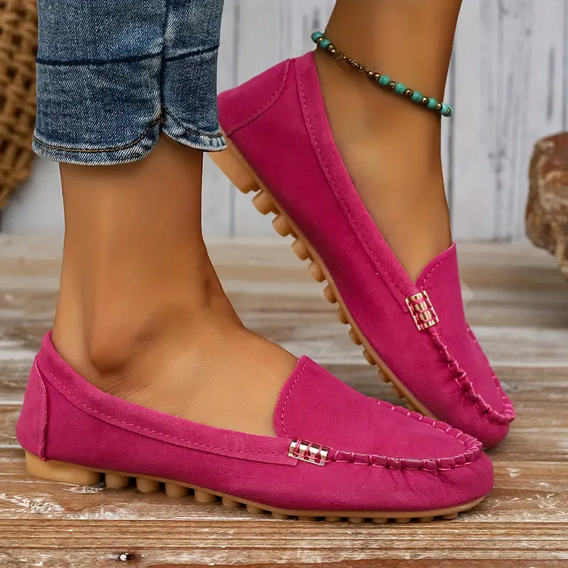 🔥 Best-Seller 🔥 Round-Toe Flats — Breathable, Orthopedic Slip-On Walking Shoes