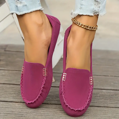 🔥 Best-Seller 🔥 Round-Toe Flats — Breathable, Orthopedic Slip-On Walking Shoes